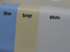 Blue, Beige and White Vinyl Shower curtain color samples