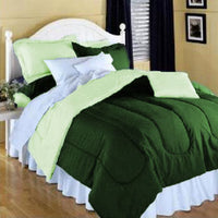 Bed made with Twin size Reversible Comforter in Green