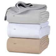 Twin 70x90 AllSoft Cotton Blankets folded and stacked.