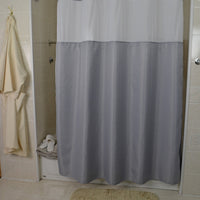 Gray Ramsey Hang2it Shower curtain hanging on a shower rod
