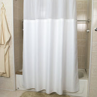 White Ramsey Hang2it Shower curtain hanging on a shower rod