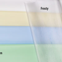 White, Beige, Blue, Green and Frosty Vinyl Shower curtain color samples