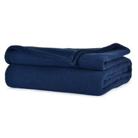 Navy All Season Comfort Twin Blanket Softest Fleece, Durable and Cozy folded.