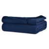 Navy All Season Comfort Full/Queen Blanket Softest Fleece, Durable and Cozy folded.