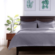 Bed made with Full/Queen Grey Radiance Diamond Quilt